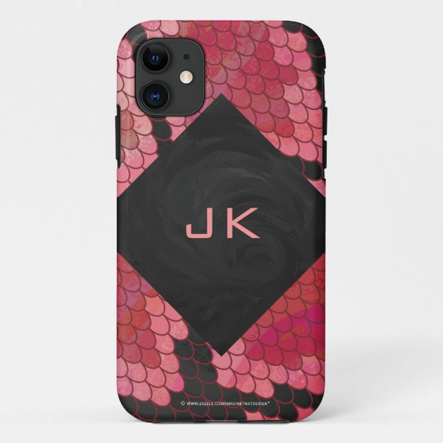 Monogram Snake Black and Red Print Case-Mate iPhone Case (Back)