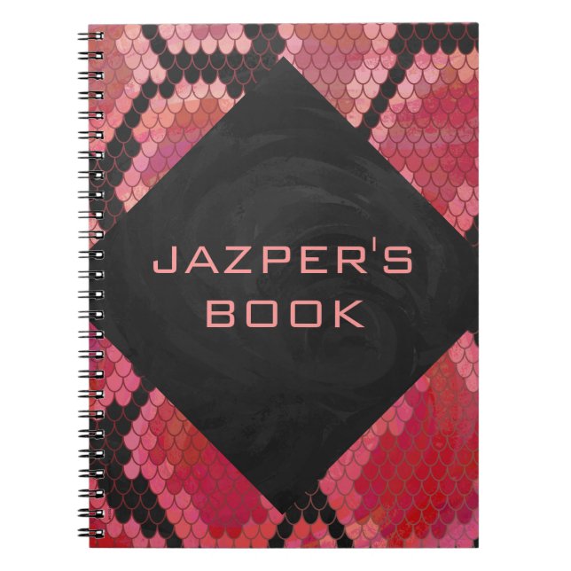 Monogram Snake Black and Red Print Spiral Notebook (Front)