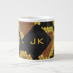Monogram Snake Brown and Gold Print Large Coffee Mug
