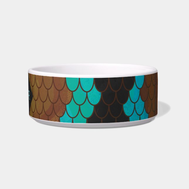Monogram Snake Brown and Teal Print Bowl (Right)