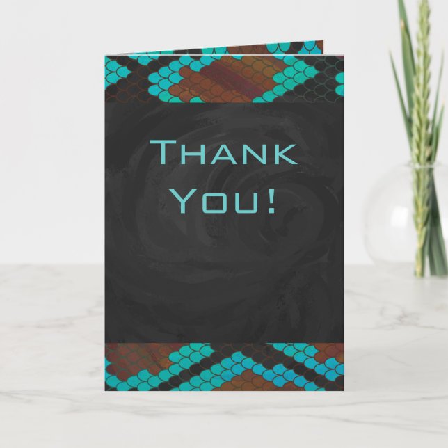 Monogram Snake Brown and Teal Print Card (Front)