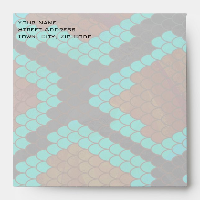 Monogram Snake Brown and Teal Print Envelope (Front)