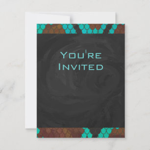 Monogram Snake Brown and Teal Print Invitation
