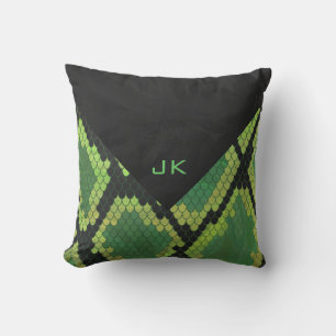 Monogram Snake Green and Black Cushion