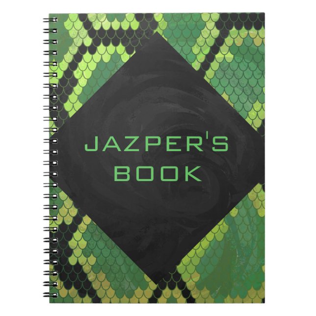 Monogram Snake Green and Black Spiral Notebook (Front)