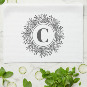 Monogram Snowflake Christmas Tea Towel
