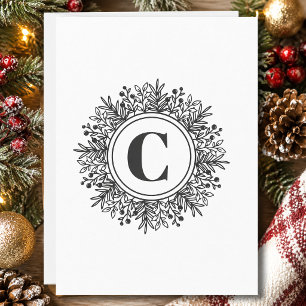 Monogram Snowflake Christmas Thank You Card