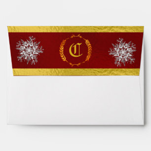 Monogram & Snowflake - Red/Gold Envelope