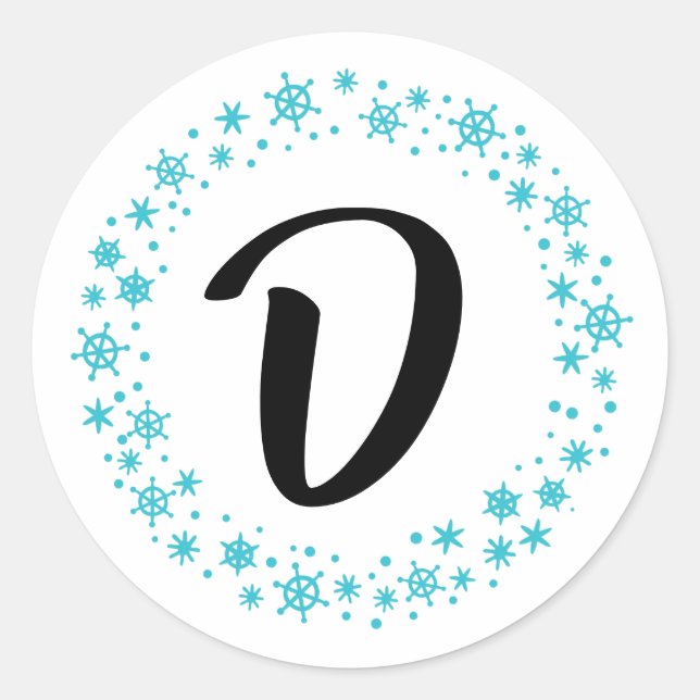 Monogram Snowflake Stickers and Envelope Seals (Front)