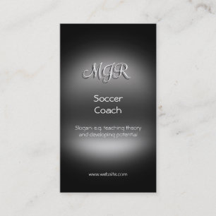 Monogram, Soccer Coach, metal-look Business Card