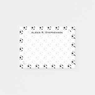 Monogram Soccer Futbol Balls on White Post-it Notes