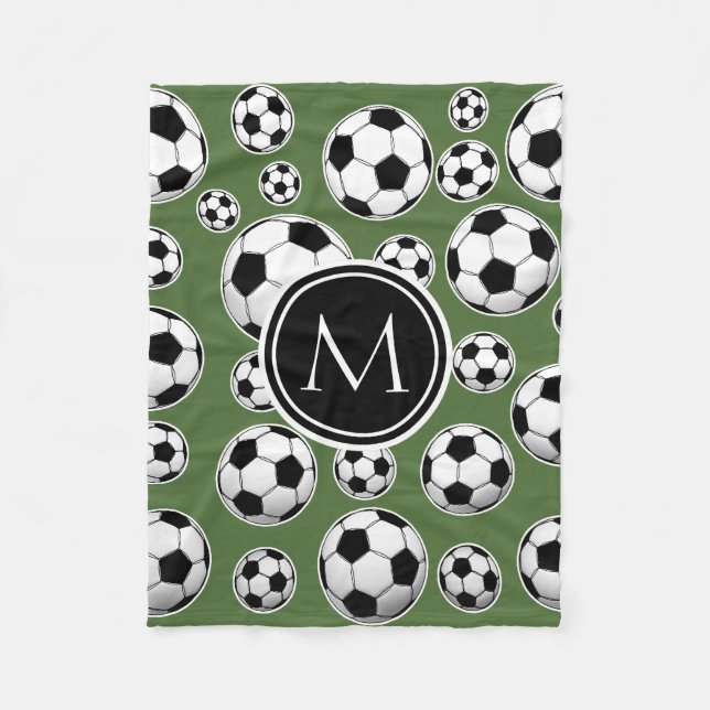 Monogram Soccer - Tree Top Fleece Blanket (Front)