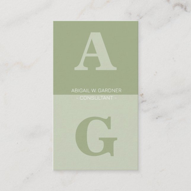 Monogram Social Media Moss Green Business Card (Front)