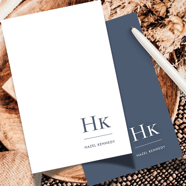 Monogram Social Notecard Professional Navy White (Creator Uploaded)