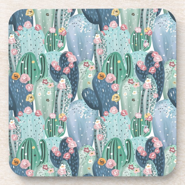 Monogram | Soft Patel Cactus Pattern Coaster (Front)