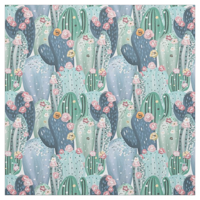 Monogram | Soft Patel Cactus Pattern Fabric (Swatch)