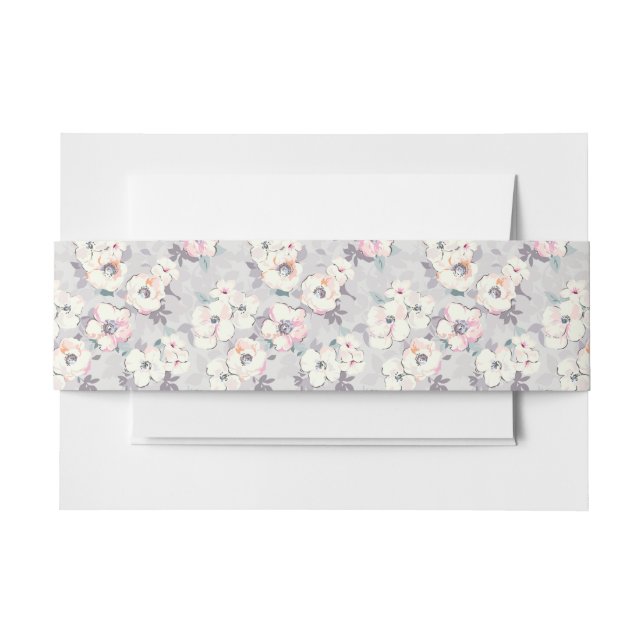 Monogram | Soft Pink Watercolor Pattern Invitation Belly Band (Front Example)