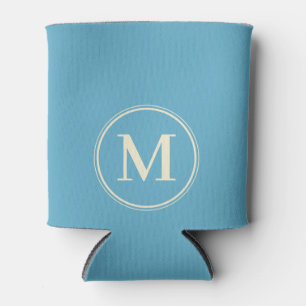 Monogram Solid Aqua Sky Color  Can Cooler