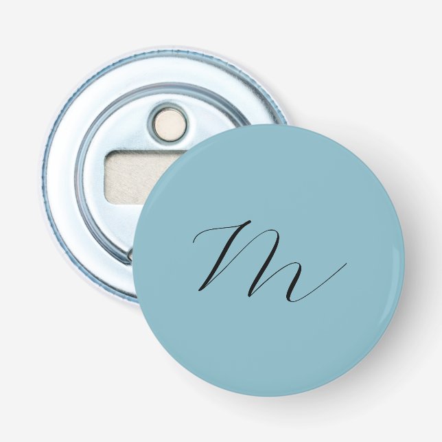 Monogram Solid Blue Pastel Minimalist Professional Bottle Opener (Front)