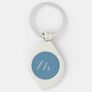 Monogram Solid Blue Pastel Minimalist Professional Key Ring