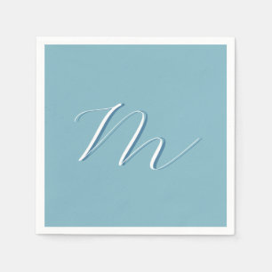 Monogram Solid Blue Pastel Minimalist Professional Napkin