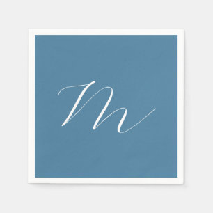 Monogram Solid Blue Pastel Minimalist Professional Napkin