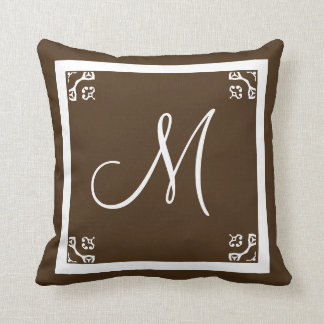 MONOGRAM solid brown personalised custom Cushion