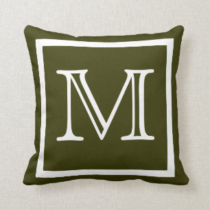 MONOGRAM solid dark army olive green pillow
