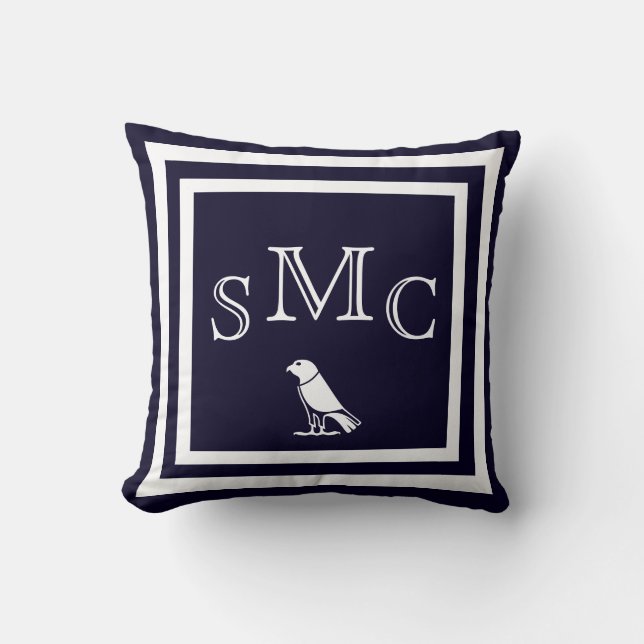 MONOGRAM Solid dark blue plain pillow (Front)
