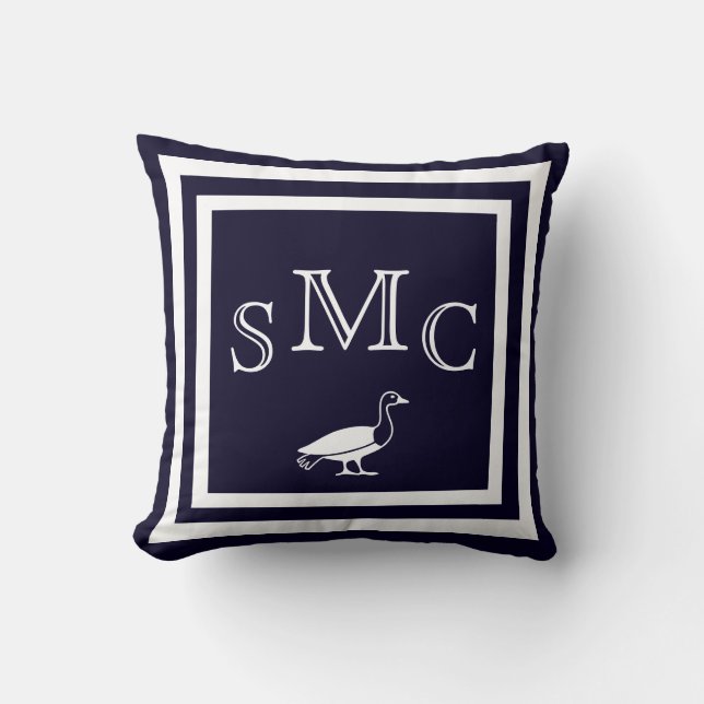 MONOGRAM Solid dark blue plain pillow (Front)