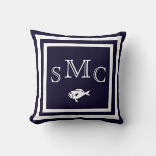 MONOGRAM Solid dark blue plain pillow
