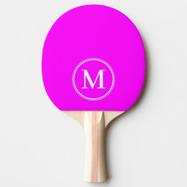 Monogram Solid Electric Retro Pink Colour  Ping Pong Paddle (Front)