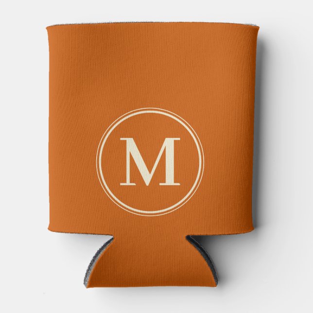 Monogram Solid Mid-Century Pumpkin Colour  Can Cooler (Front)