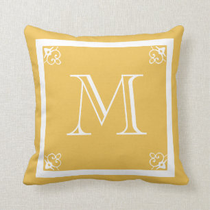 MONOGRAM solid mustard yellow custom Cushion