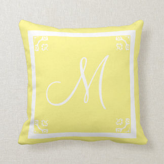 MONOGRAM solid pale Yellow personalised custom Cushion