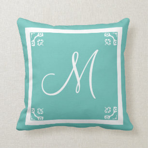 MONOGRAM solid powder blue personalised custom Cushion
