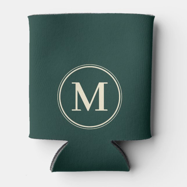 Monogram Solid Sage Green Can Cooler (Front)