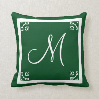 MONOGRAM solid spruce green personalised custom Cushion