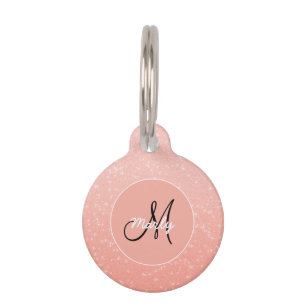 Monogram Sparkle Glitter Rose Gold Elegant Girly Pet Tag