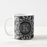 Monogram Spooky Skulls Abstract Black And White