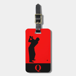 Monogram Sports Black Red Golf Luggage Travel Luggage Tag