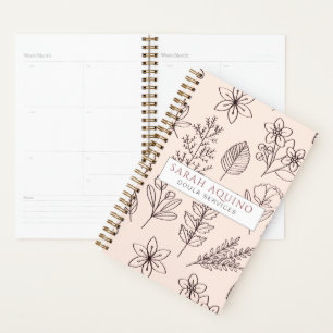 Monogram Spring Floral Hand Drawn Doula Or Midwife Planner