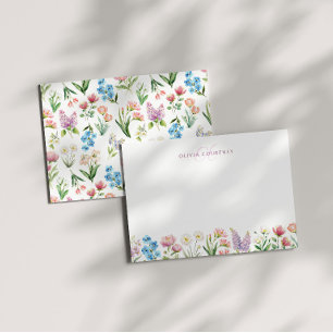 Monogram Spring Floral Wildflowers Card