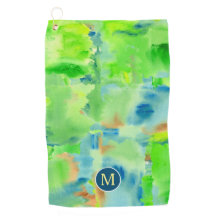Monogram Spring Forest Abstract Watercolor Collage