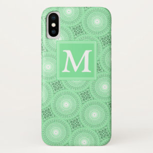 Monogram spring green circles pattern Case-Mate iPhone case