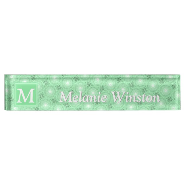 Monogram spring green circles pattern nameplate (Front)