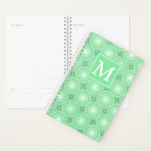 Monogram spring green circles pattern planner