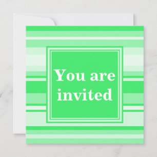 Monogram spring green stripes invitation
