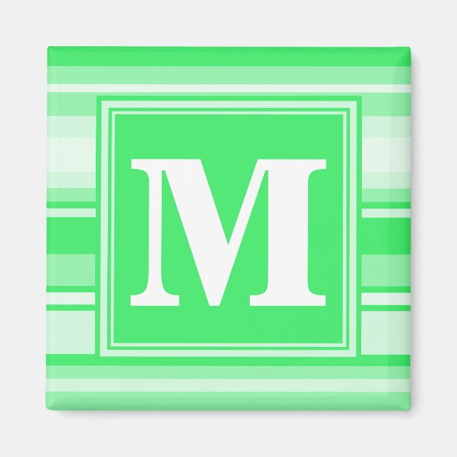 Monogram spring green stripes magnet (Front)
