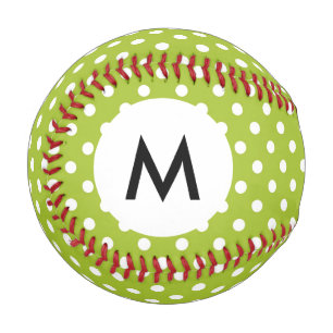Monogram Spring pattern with white polka dots Baseball